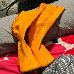 Orange go go boots